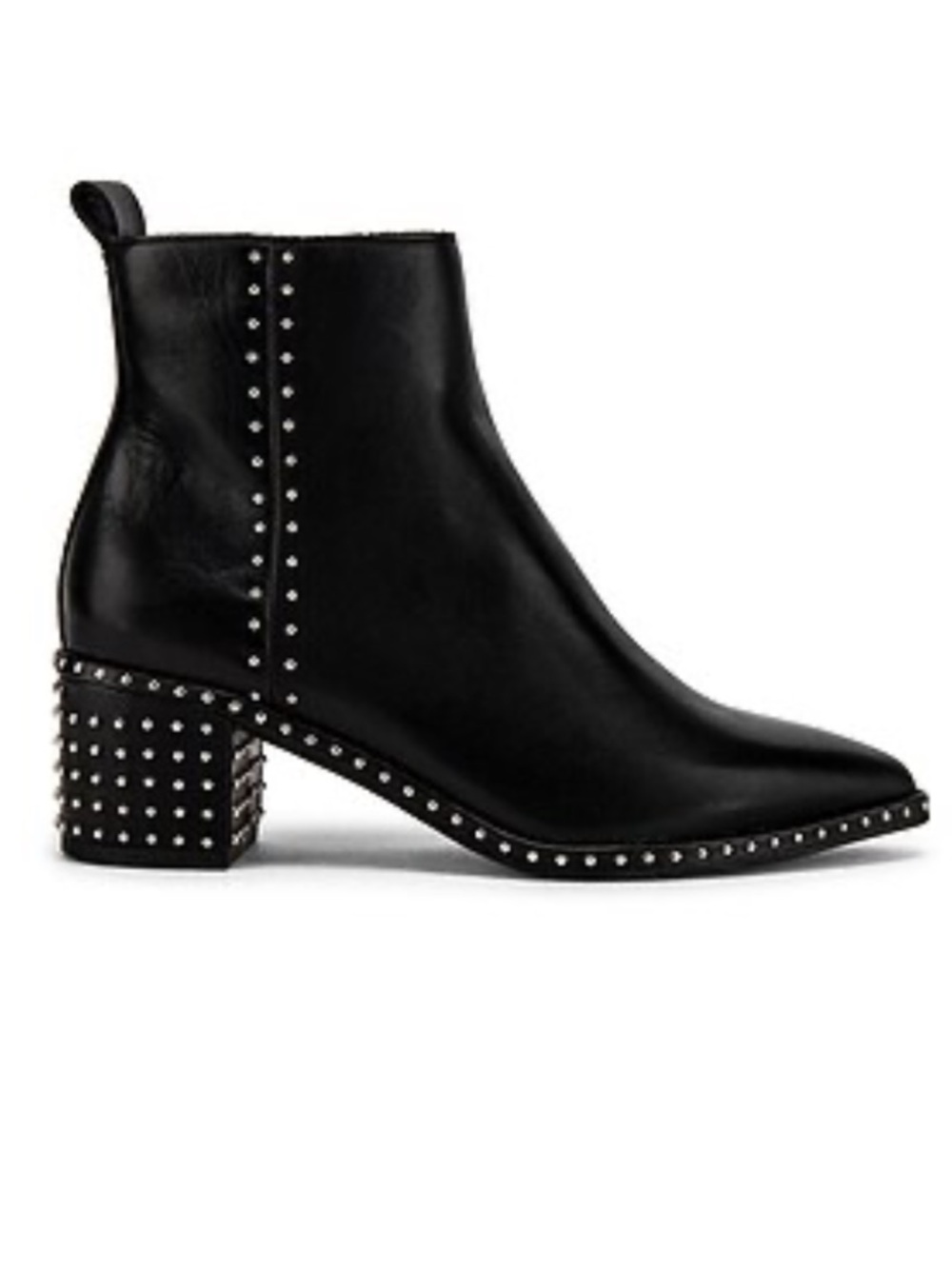Dolce Vita Black Leather Ankle Booties with Studded Heel
